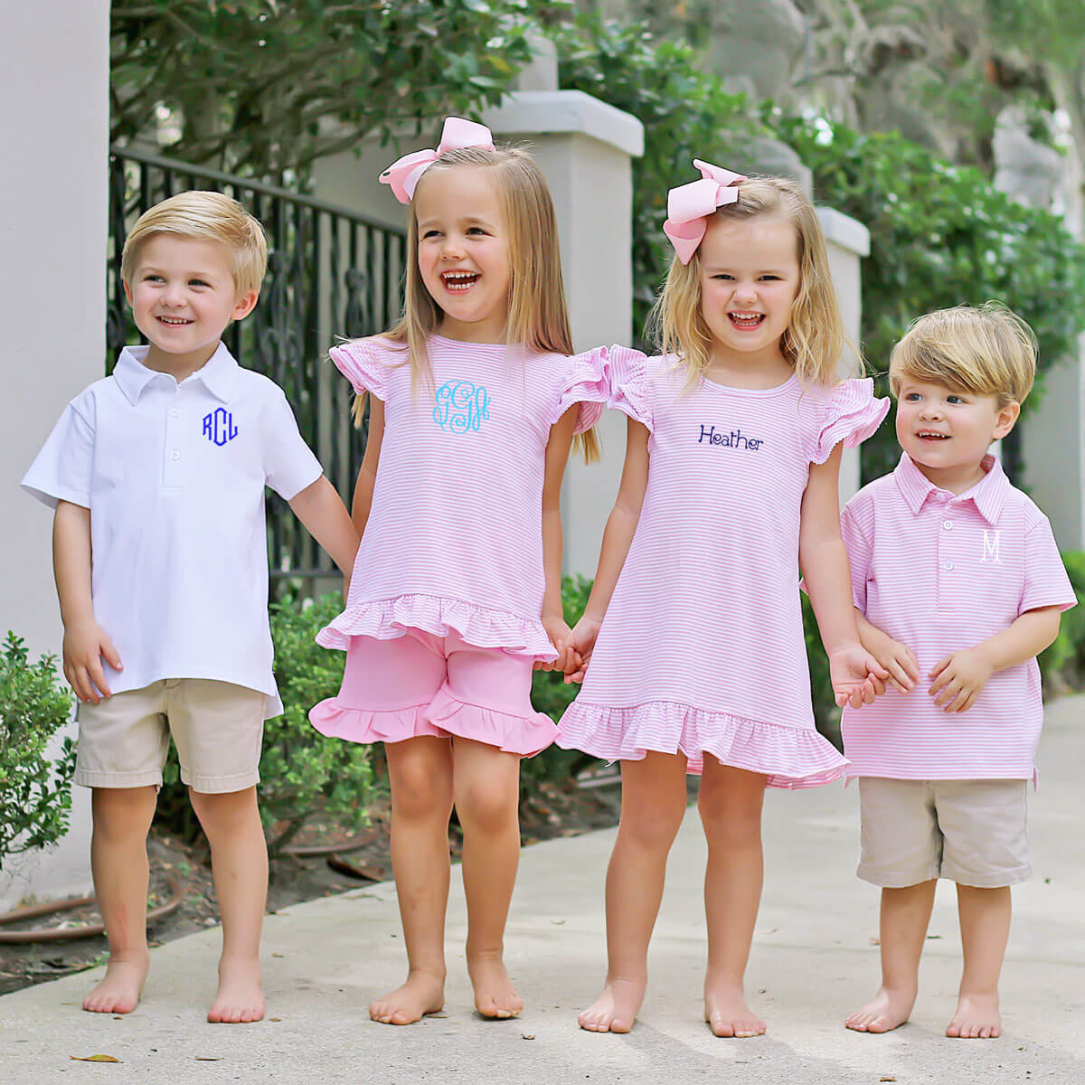 Milly Stripe Ruffle Short Set Pink - Image 6